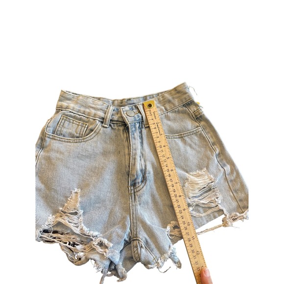 Womens SHEIN Distressed Cut Off Denim Shorts size XXS - Picture 3 of 6